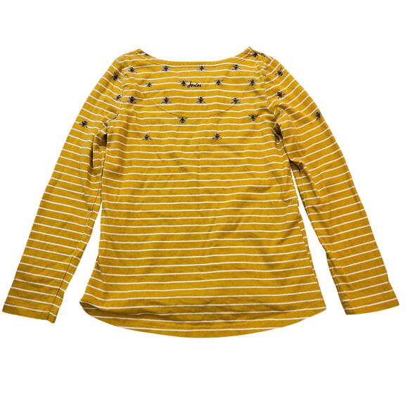 Joules Harbour Print Boat Neck Mustard Yellow Bee Stripe Long Sleeve Shirt US 4 - Picture 8 of 10